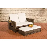 CLP Polyrattan Sofa Ancona 5mm,braun-meliert Cremeweiß
