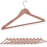 Relaxdays Kleiderbügel Zedernholz, 12er Set, Mottenschutz für Kleiderschrank, Hosensteg & Einkerbungen, Holzbügel, natur