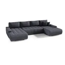 FEDVE Ecksofa Big Sofa Eckcouch mit Schlaffunktion DHAKA U Form Couch Sofagarnitur - Dunkelgrau