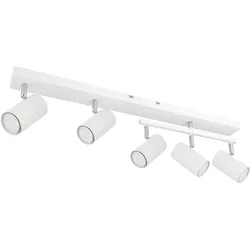 Deckenstrahler weiß Deckenstrahler weiß 5 flammig Spotleuchte beweglich, Spots flexibel, Metall skandinavisch, 5x GU10 Fassungen, LxBxH 70x35x17cm