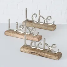 Boltze Dekoaufsteller Jillien Schriftzug Aluminium Mango 3er Set