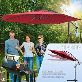 VOUNOT Ampelschirm 300 cm Rot