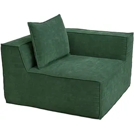 Mendler L-Sofa HWC-O54, Lounge-Couch mit Ottomane, erweiterbar modular rechts/links, Stoff/Textil 63x270x190cm ~ grün