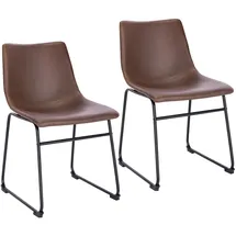 Svita HARRY 2er Set Esszimmerstühle Metallbeine Kufengestell Kunstleder Braun