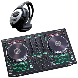 Roland DJ-202 2-Kanal 4-Deck USB-DJ-Controller + keepdrum Kopfhörer