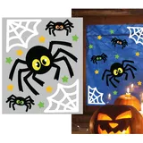 FIESTAS GUIRCA | Spinnen Gel Dekoration (20x25 cm) - Wand-, Tür- und Fensterdeko - Ideal für Halloween und Gruselfeste - Spinnen Dekoration für Feiern - Mehrfarbig