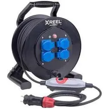 PCE 9350001 Personenschutz-Kabeltrommel Kunststoff PRCD-S+ Schwarz, Blau, Grau, Rot IP54