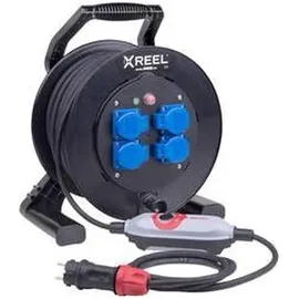 PCE 9350001 Personenschutz-Kabeltrommel Kunststoff PRCD-S+ Schwarz, Blau, Grau, Rot IP54