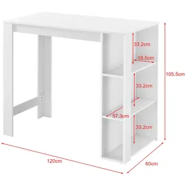 [en.casa] Bartisch Danderyd 120 x 60 x 106 cm Weiß