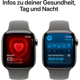 Apple Watch Series 10 GPS + Cellular 42 mm Titangehäuse natur Sportarmband steingrau M/L