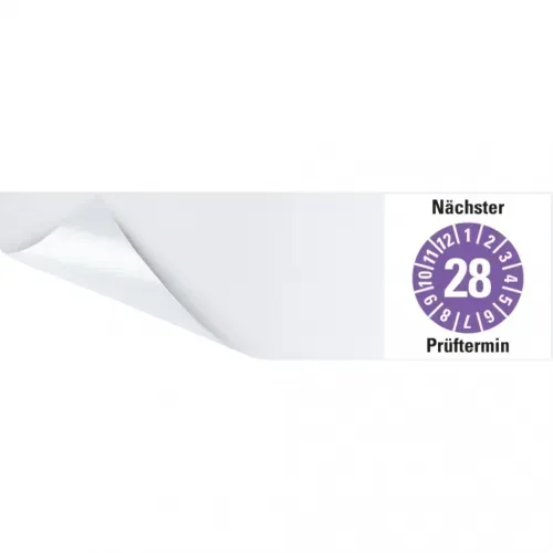 Dreifke® Kabelprüfplakette Nächst. Prüftermin 28, violett, Folie, selbstkl., 95x25mm, 60 Stk.