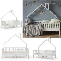 VitaliSpa Hausbett Kinderbett Spielbett Noemi 80x160cm weiß Rausfallschutz