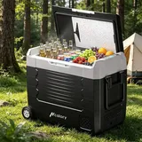 Hcalory D35M+ Dual Zone Auto Kühlschrank 35L Kompressor Kühlbox 12V 24V 220-240V Mit Rädern, Ohne Bluetooth, Camping Gefrierbox Tragbar