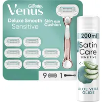 Gillette Venus Deluxe Smooth Sensitive Handstück + Rasierklingen 9 St.  