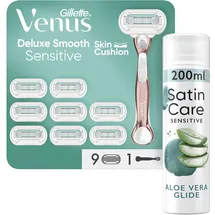 Gillette Venus Deluxe Smooth Sensitive Handstück + Rasierklingen 9 St.