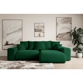 altdecor Ecksofa Cord mit Schlaffunktion 2-Sitzer Grün