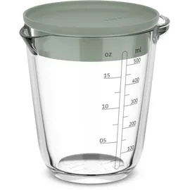 Mepal Messbecher Chef It 0,5 Liter aus Glas mit Deckel - grün