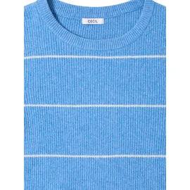 Cecil Gestreifter Strukturpullover Blau M