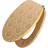 Banjado Design WC Sitz Bambus Toilettendeckel Toilettensitz Bambus Holz Klodeckel WC-Sitz Universal Scharnieren Motiv Tapete Beige