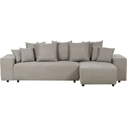 3-Sitzer Ecksofa taupe linksseitig mit Schlaffunktion Stauraum LUSPA