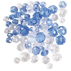 Glasperlen, hellblau-transparent, 80 Stück