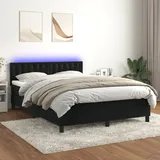 vidaXL Boxspringbett mit Matratze & LED Schwarz 140x200 cm Samt