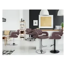 CLP 2er Set Barhocker Dublin Stoff braun