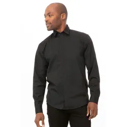 Chef Works® SHELBY Herrenhemd Zip-Front Artikel SLMFZ006 Schwarz Größe L