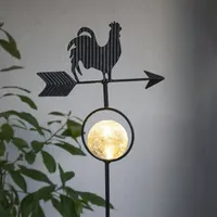 StarTrading LED Solar Gartenstecker Hahn mit Windrichtungspfeil 81cm Sensor