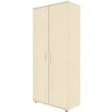 fm Büromöbel Flügeltürenschrank abschließbar für 5 Ordnerhöhen Breite 80 cm braun, 80x185.1x44.2 cm