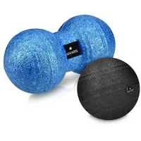 Navaris Peanut Duo Ball und Massageball Set - 8cm, schwarz - Blau