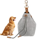 TMBMLPP Leckerlibeutel für Hunde, Futterbeutel Hunde, Schrumpftaschen mit Clip Schnalle, Hundebeutel Leckerli, Futtertasche, für Haustierspielzeug, Leckereien, für Welpen-Training Reisen, Gehen -Grau