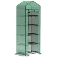 MC Star Gewächshaus mit Rolltür, Regale, winterfest Foliengewächshaus aus Stahl, Treibhaus für Balkon, Garten, Tomatenhaus 69 x 49 x 193 cm, Tomatengewächshaus für Tomaten, Gemüse, Blumen, Grün grün