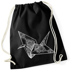 Autiga Turnbeutel Turnbeutel Origami Kranich Crane Vogel Bird Ornamente Boho Triangle Polygon Paisley Autiga® schwarz