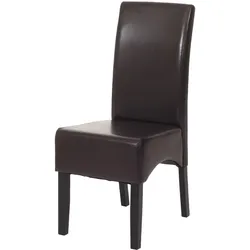 Esszimmerstuhl Littau, Küchenstuhl Stuhl, Kunstleder ~ braun, dunkle Beine