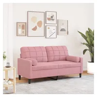 vidaXL 2-Sitzer-Sofa mit Zierkissen Rosa 140 cm Samt