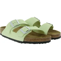 BIRKENSTOCK Arizona Damen Nubukleder-Pantoletten Made in Germany Sommer-Schuhe Normale Weite Sandalen 1026687 Lime - 39