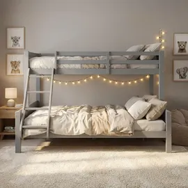 Homestyle4u Etagenbett 90 x 200 cm Kiefer massiv grau