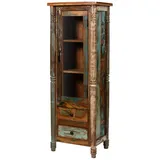 MASSIVMOEBEL24.DE Vitrine Altholz 55 x 42 x 150 cm Mehrfarbig