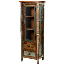 MASSIVMOEBEL24.DE Vitrine Altholz 55 x 42 x 150 cm Mehrfarbig