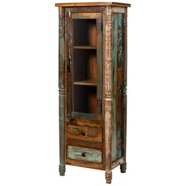 MASSIVMOEBEL24.DE Vitrine Altholz 55 x 42 x 150 cm Mehrfarbig