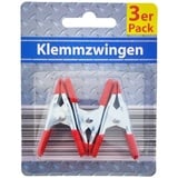 Global Partner Klemmzwinge Mini-Klemmzwingen, 3er Pack, (Set, 3 St., Klemmzwingen), Federklemmen Leimzwingen Spannzwingen Mini Zwinge rot|silberfarben