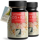 Vitamin D3 K2 VEGAN - 360 Tabletten mit 5000 IE D3 + 200 mcg K2 - optimal hochdosierte Kombination aus Vitamin D3 (vegan) und bioaktivem Vitamin K2 MK7 - laborgeprüft mit Zertifikat - 2x180 Tabletten