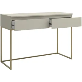 Selsey Schreibtisch Computertisch Bürotisch mit 2 Schubladen, Metallrahmen 120 cm Taupe Mit Goldenen Beinen