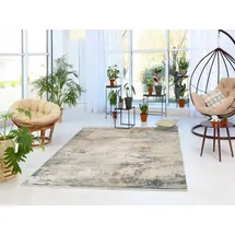 OCI DIE TEPPICHMARKE Teppich IMPRESSION GALAXY, rechteckig, Höhe: 5 mm, Vintage, feine Fransen, leichter Glanz durch Viskose, Wohnzimmer beige|grau 200 cm x 290 cm x 5 mm