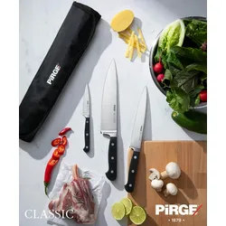 PIRGE Classic Profi Messerset mit Tasche 4 Stück - Geschmiedet Messerset - Profi Kochmesser Set - Edelstahl Profi Küchenmesser Set - Messer Set Scharf