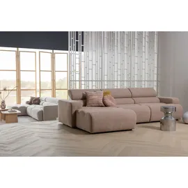 Woood Ecksofa Novi Bouclé, modern mit verstellbarer Nackenstütze, taupe, Links,