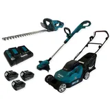 Makita Garten-Set 18 V mit 3 x Akku 4 Ah + DLM382 + DUR181 + DUH523 + DC18RD