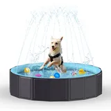 Rywell Hundepool für Große Hunde - Faltbare Schwimmbecken mit Sprinkler, PVC langlebig Planschbecken für Kinder, Hunde und Baby, Sicher & Umweltfreundlich Hundebadewanne - S (80cm)