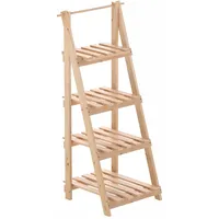 COSTWAY Klappbare Blumentreppe, Leiterregal mit 4 Regalböden, Blumenregal aus Tannenholz, Pflanzenleiter